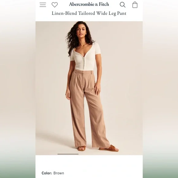 Abercrombie Tailored Linen-Blend Wide Leg Pant- Small - Picture 2 of 7
